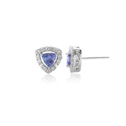 SS TANZANITE / WHITE TOPAZ EARRINGS (#7277TWT)