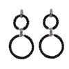 Image 1 : Sterling Silver-Black Circle Match Earring