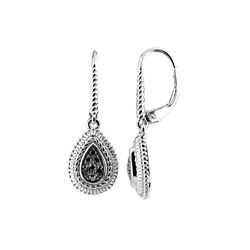 SILVER BLACK DIAMOND LEVERBACK EARRINGS (#6678D-BLK)
