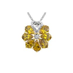 GOLDPLATED CITRINE / DIAMOND FLORAL PENDANT (#5474SPC)