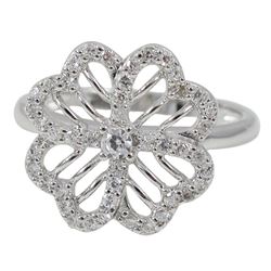 Sterling Silver-Wht Flower Ring