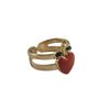 Image 2 : Peach And Green Colored Peach, Gold Tone Brass Ring