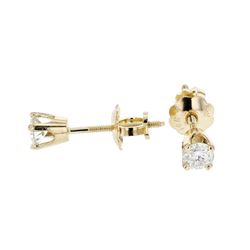 Genuine 0.22CT White Diamond Stud Earring In 14K Yellow Gold | 437800