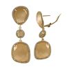 Image 1 : Peach Cat's Eye Semi Precious Stone, Set In Gold Plated Sterling Silver With CZ Border, Post Clip Ea