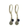 Image 1 : 6Mm Labradorite(Grey) And 4Mm Lapis Semi Precious Balls On Gold Plated Sterling Silver Lever Back Ea