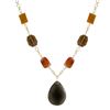 Image 1 : Smoke Semi Precious Teardrop Stone, On Gold Tone Brass Chain -20