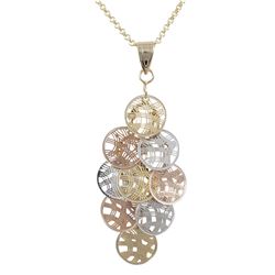 Brass Tri Color Dangling Circles Necklace