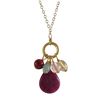 Image 1 : Ruby Semi Precious Stones Combination On Gold Plated Brass Donut Ring Necklace, 16 2