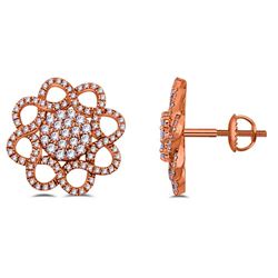 Flower Diamond Button Earring In 14K Rose Gold | 434036