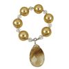 Image 1 : Set Of 4 - Gold 12Mm Pearl And 6Mm Diamond Cut Crystal Napkin Rings, With Hanging Champagne Teardrop