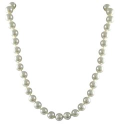 White 8Mm Glass Pearl Necklace, 16