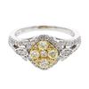 Image 1 : White & Yellow Diamond Cluster Ring In 14K Two Tone Gold | 438506