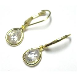 Gold Tone Sterling Silver White 8X10 Teardrop Lever Back Earrings 30M Long