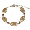 Image 1 : Champagne And Smoky Sliced Glass Oval Stones Set In Gold Plated Brass With CZ Border, Bracelet, 7.5 