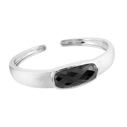 SS BLACK SPINEL CUFF BANGLE (#4138SP)