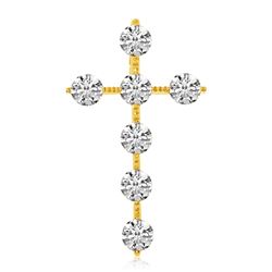 14K Yellow Gold Diamond Cross Pendant With 18" Chain