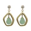 Image 1 : Green Chalcedony Semi Precious Teardrop Stone In Gold Plated Sterling Silver Open Pentagon Shape CZ 
