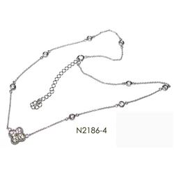 Sterling Silver-CZ Clover Neck