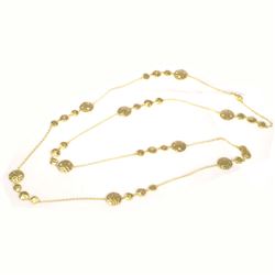 Gold Plated Circles 36" Long Necklace With Czs