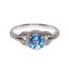 Image 1 : 14K White Gold Round Blue Topaz Ring