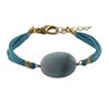 Image 1 : Amazonite (Blue) Semi Precious Stone On Turquoise Suede Chain Bracelet, 7" 1"