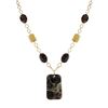 Image 1 : Poppy Jasper Semi Precious Teardrop Stone, On Gold Tone Brass Chain- 20