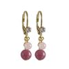 Image 1 : Rhodonite(Pink) 6Mm And Rose Quartz 4Mm Semi Precious Balls Dangling, Gold Plated Surgical Steel Lev