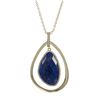 Image 1 : Lapis/Lazurite Semi Precious Stone In Gold Plated  Sterling Silver Open Teardop CZ Pendant Dimension