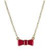 Image 1 : Red Enamel Bow, Gold Plated Brass Necklace, 14 2