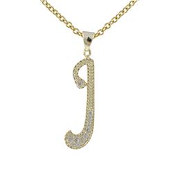 Sterling Silver CZ J Initial - Gold/White