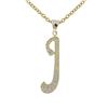 Image 1 : Sterling Silver CZ J Initial - Gold/White