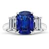 Image 1 : Cushion Cut Blue Sapphire And Double Diamond Platinum Ring