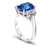 Image 2 : Cushion Cut Blue Sapphire And Double Diamond Platinum Ring