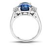 Image 3 : Cushion Cut Blue Sapphire And Double Diamond Platinum Ring