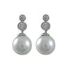 Image 1 : Sterling Silver CZ Dangling 10Mm White Pearl Post Earrings- 0.83