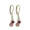Image 1 : 6Mm Cherry Quartz And 4Mm Pink Quartz Semi Precious Ball On Gold Plated Sterling Silver Lever Back E