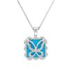 Image 1 : Turquoise & Diamond Butterfly Slider W/ Chain In 14K White Gold | 344651