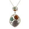 Image 1 : Gold Plated Sterling Silver CZ Pendant, With Multi Color Combination Semi Precious Stones, 2.24