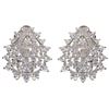 Image 2 : Rhodium Plated Sterling Silver, Studded Teardrop CZ Clip Earrings, 0.8