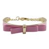 Image 1 : Light Pink Bow On Light Pink Enamel Gold Plated Brass Bangle Bracelet, 4.5 1