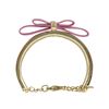 Image 2 : Light Pink Bow On Light Pink Enamel Gold Plated Brass Bangle Bracelet, 4.5 1