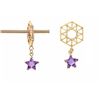 Image 1 : HEXAGON GOLD WHEEL W/ AMETHYST STAR DANGLE (#3PLAINA)