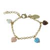 Image 1 : Assorted 6X6mm Opal Hearts Dangling Charm Bracelet