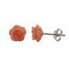 Image 1 : Orange 7Mm Flower On Rhodium Plated Sterling Silver Post, Stud Earrings