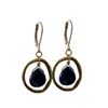 Image 1 : Sodalite Semi Precious Stone On Gold Tone Brass Lever Back -1.2"