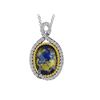 Image 1 : TT STERLING SILVER GOLDPLATED RC/GOLD LEAF/LAPIS TRIPLET / WHITE TOPAZ PENDANT (#10194MUL)