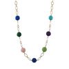 Image 1 : Dark Multi Color Combination Semi Precious 10Mm Round Flat Stones On Gold Plated Brass Link Chain, N