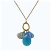 Image 1 : Blue Chalcedony Combination Semi Precious Stones On Gold Tone Brass Chain -16