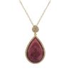 Image 1 : Rhodonite(Pink) Semi Precious 13X20 Faceted Teardrop Stone, Gold Plated Sterling Silver CZ Pendant, 