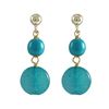 Image 1 : Turquoise 6Mm Round Ball And 10Mm Round Flat Semi Precious Stones Dangling, On Gold Plated Sterling 